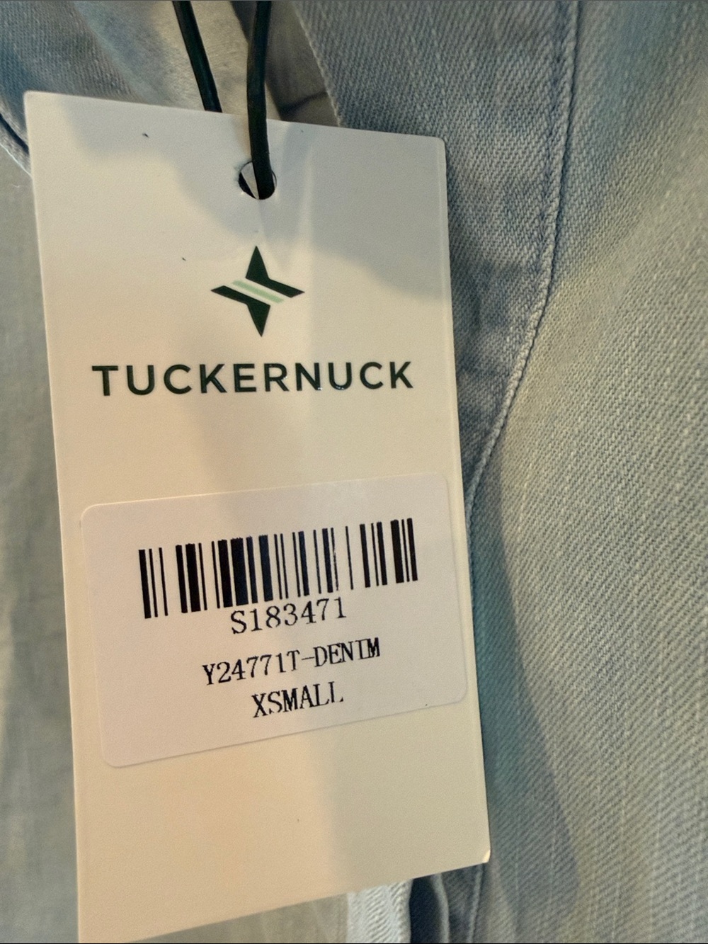 Tuckernuck Trapunto Stitch Sofia light wash denim Shirt Size Xsmall NWT - Picture 5 of 9